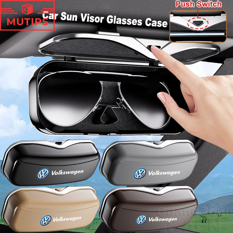 Volkswagen กล่องแว่นตารถยนต์ รถแว่นตาแว่นตากันแดดผู้ถือ Sun Visor แว่นตากล่องเก็บภายในรถสําหรับ VW Polo Golf mk6 mk3 mk7 mk5 Scirocco Beetle Passat T5