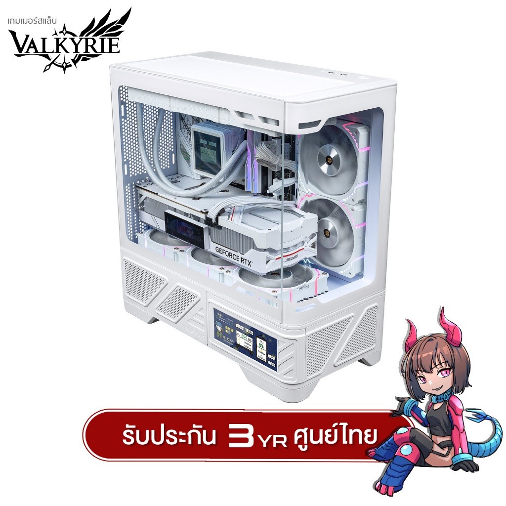 🌈เคสคอมพิวเเตอร์ Valkyrie VK03M LCD IPS Swappable Screen Panorama Tempered Glass M-ATX Gaming Case ร