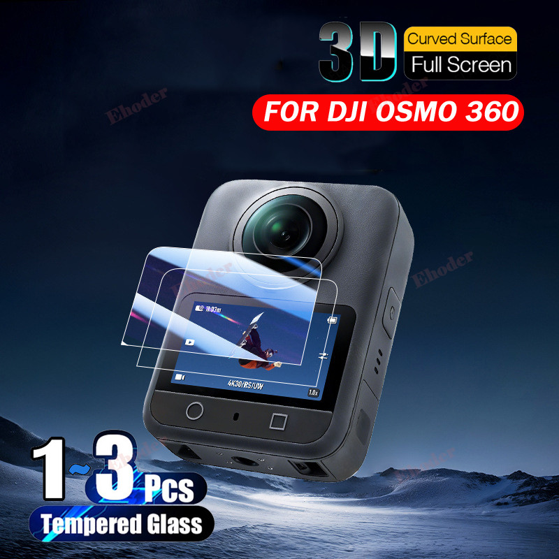 1-2 ชิ้นกระจกนิรภัยสําหรับ DJI Osmo 360 ป้องกันหน้าจอสําหรับ DJI Osmo360 จอแสดงผล LCD ฟิล์มหน้าจอฝาครอบป้องกันสําหรับ DJIOsmo 360 9H ความแข็งฟิล์มแก้ว
