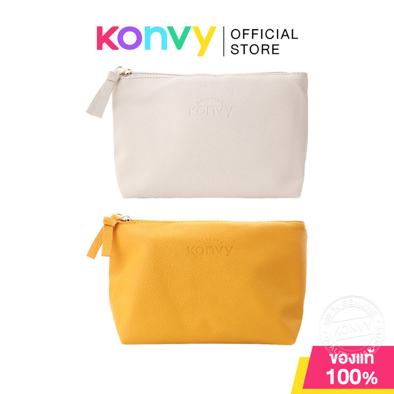 Konvy Stylish Cosmetic Bag คอนวี่ กระเป๋าเครื่องสำอาง (Off-White/Yellow)