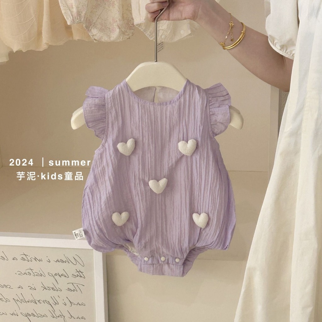 婴儿衣夏季新款无钉体睡衣女童三角连体衣เด็กเสื้อผ้าเด็กทารก Harper ฤดูร้อนเด็กแขนกุด Sleepless Sleepless Sleepless Sleep