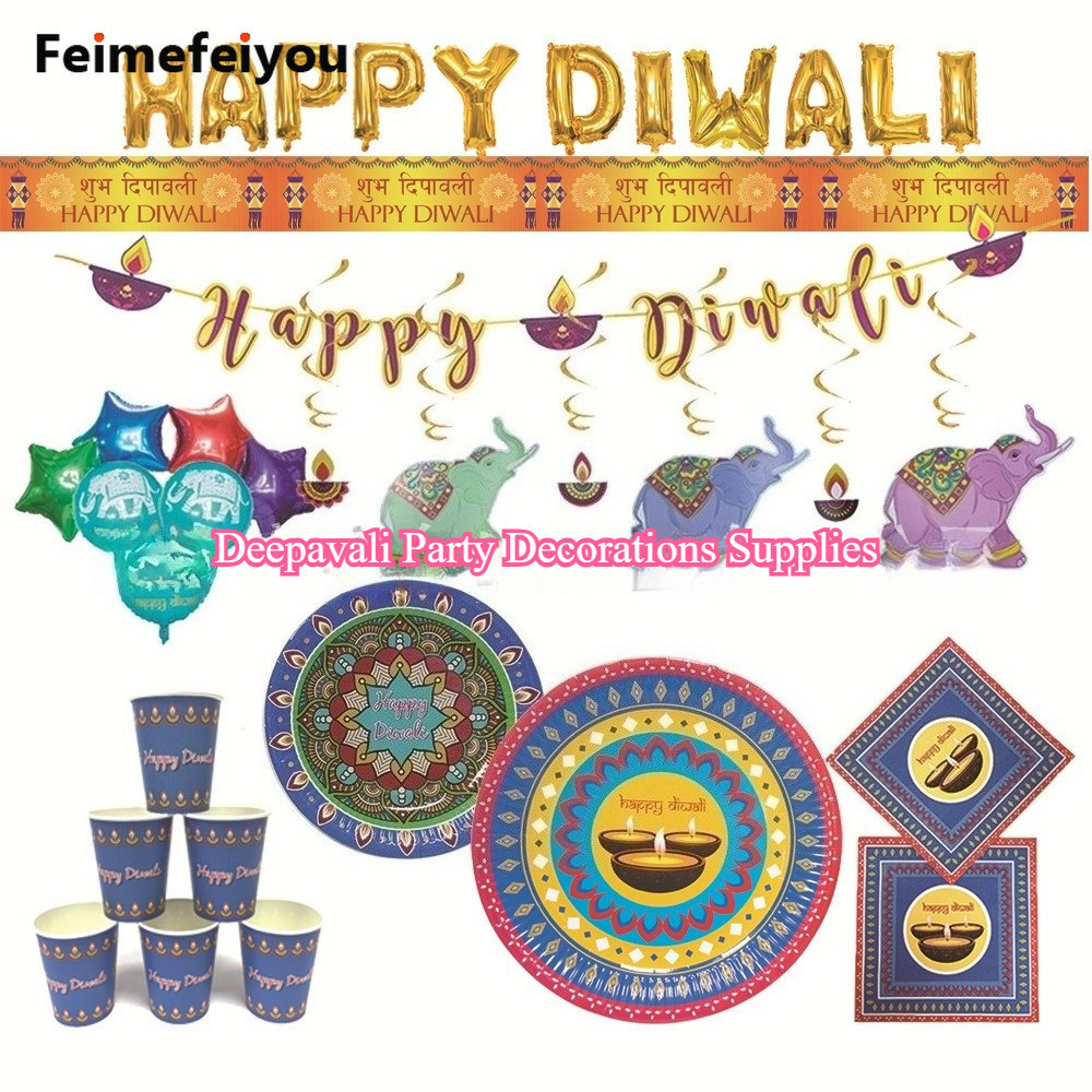 2025 Diwali ตกแต่งรายการ Happy Deepavali เทศกาลตกแต่งบอลลูนแบนเนอร์ Streamers อุปกรณ์ตกแต่ง Diwali ท
