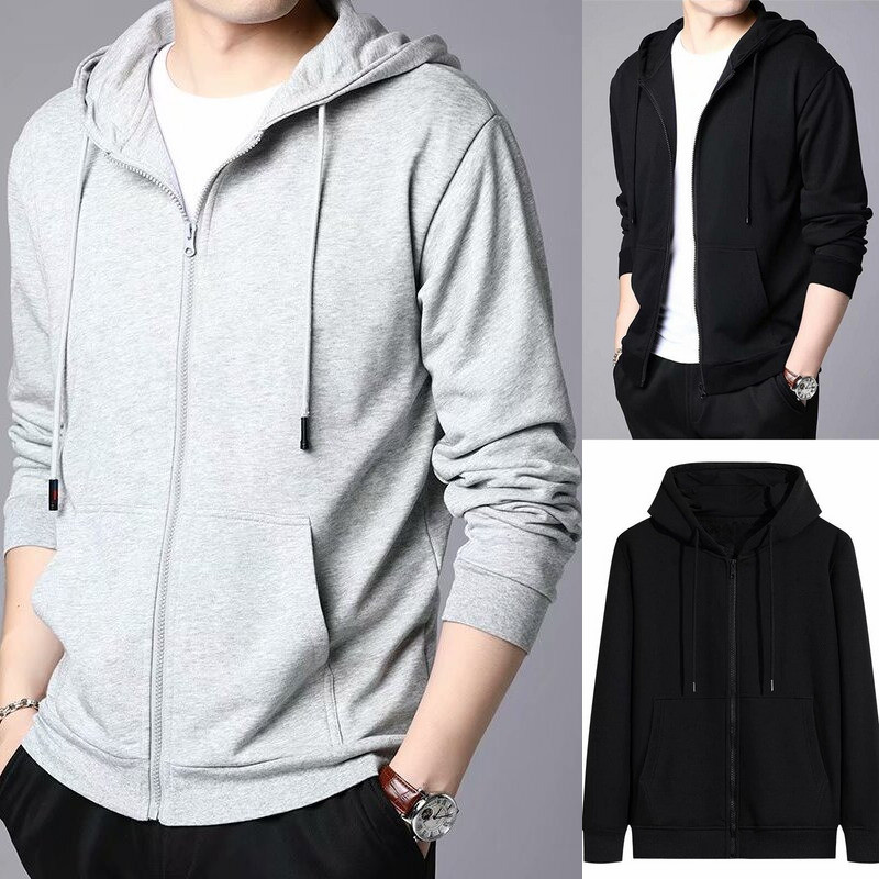 LEO.MAN เสื้อกันหนาวแขนยาวมีฮู้ด ซิปหน้า เสื้อคลุมตัวนอก  รุ่น M2204