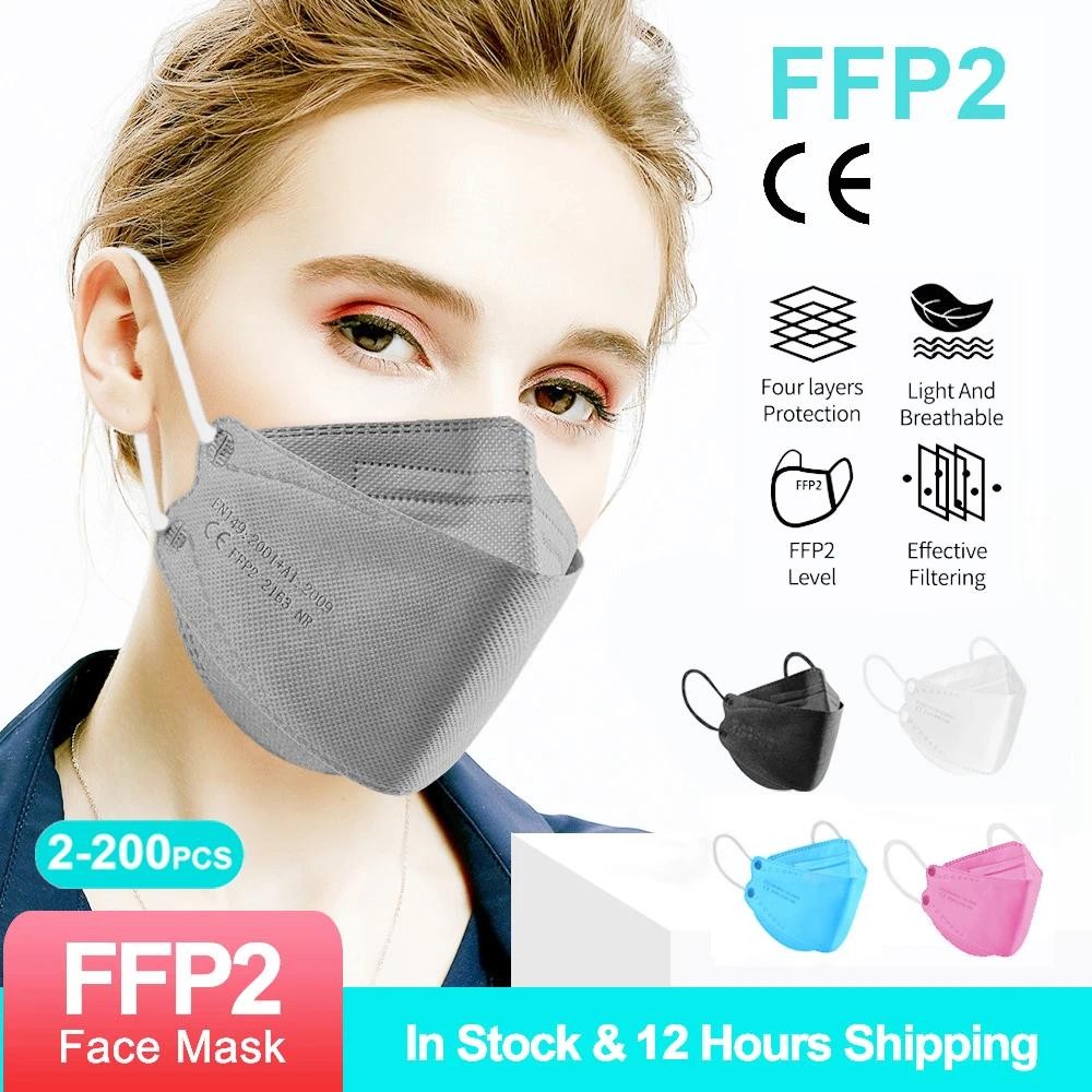 ผู้ใหญ่ 4 ชั้น CE FFP2 KN95 หน้ากากผ้าหน้ากาก FFP2 Mascarilla กรองปากกันฝุ่น Reuseable ffp2 Face Mas
