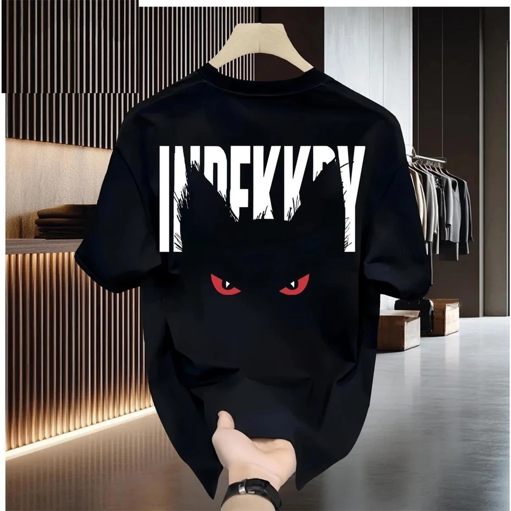 Y-T🧸เสื้อแฟชั่น เสื้อยืด oversize ผ้าฝ้าย100% แนวสตรีท ไม่ต้องรีดผ้า สวมใส่สบาย ผ้านิ่ม ลาย "INDEKKDY CAT"