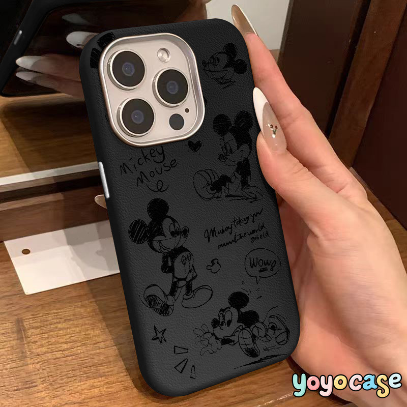 เคสไอโฟน 16 สำหรับ IPhone 11 12 13 15 Pro Max 16 15 Plus X XS XR MAX SE 2 3 ปกหนังลายกราฟฟิตี้น่ารักมิกกี้เม้าส์ภาษาอังก - รูปที่ 6