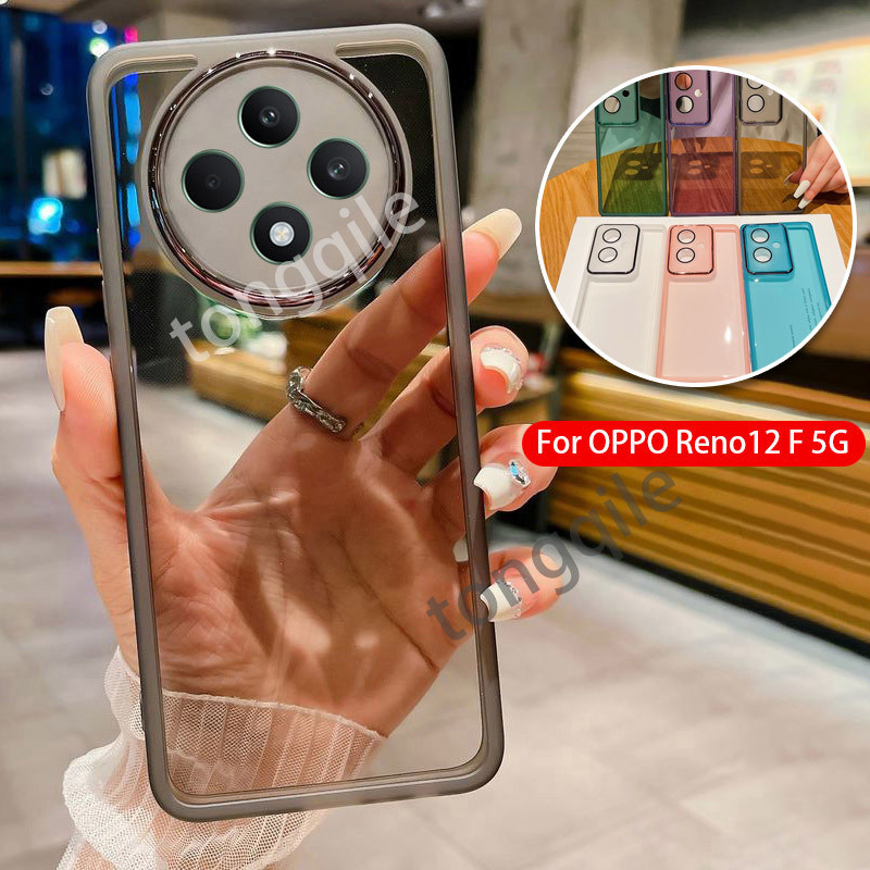 สําหรับ OPPO Reno12 F Reno 12 F 12F Reno12F 5G 4G 2024 เคสโทรศัพท์ฝาหลังซิลิโคน TPU นุ่มชุบโปร่งใสกันกระแทกกันชนเลนส์กล้องป้องกัน