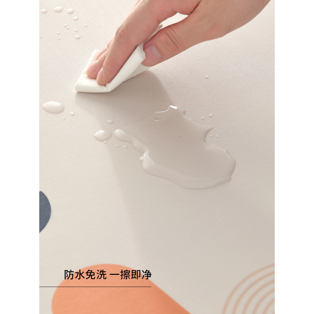 แผ่นรองโต๊ะหนังทรงกลมสไตล์โมเดิร์นไม่มีล้างกันน้ําและกันน้ํามันผ้าปูโต๊ะทรงกลมในครัวเรือน - รูปที่ 5