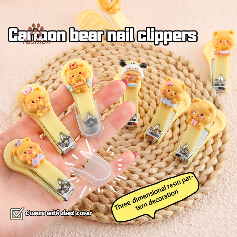 [แฟชั่น] กรรไกรตัดเล็บหมีเนยการ์ตูนน่ารักพร้อมฝาปิดหัวแบบพกพากรรไกรตัดเล็บผู้ใหญ่และเด็ก {TH}