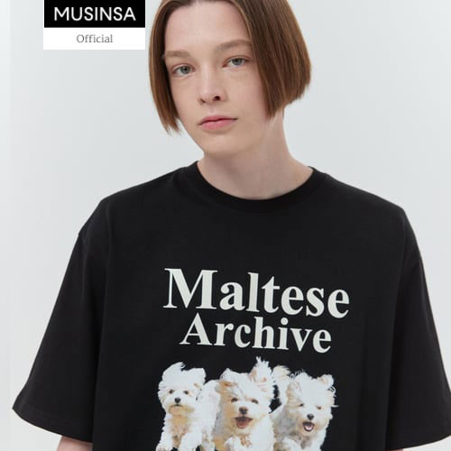 [WaiKei] Maltese archive half sleeve tshirts BLACK สามารถเปลี่ยนขนาดได้