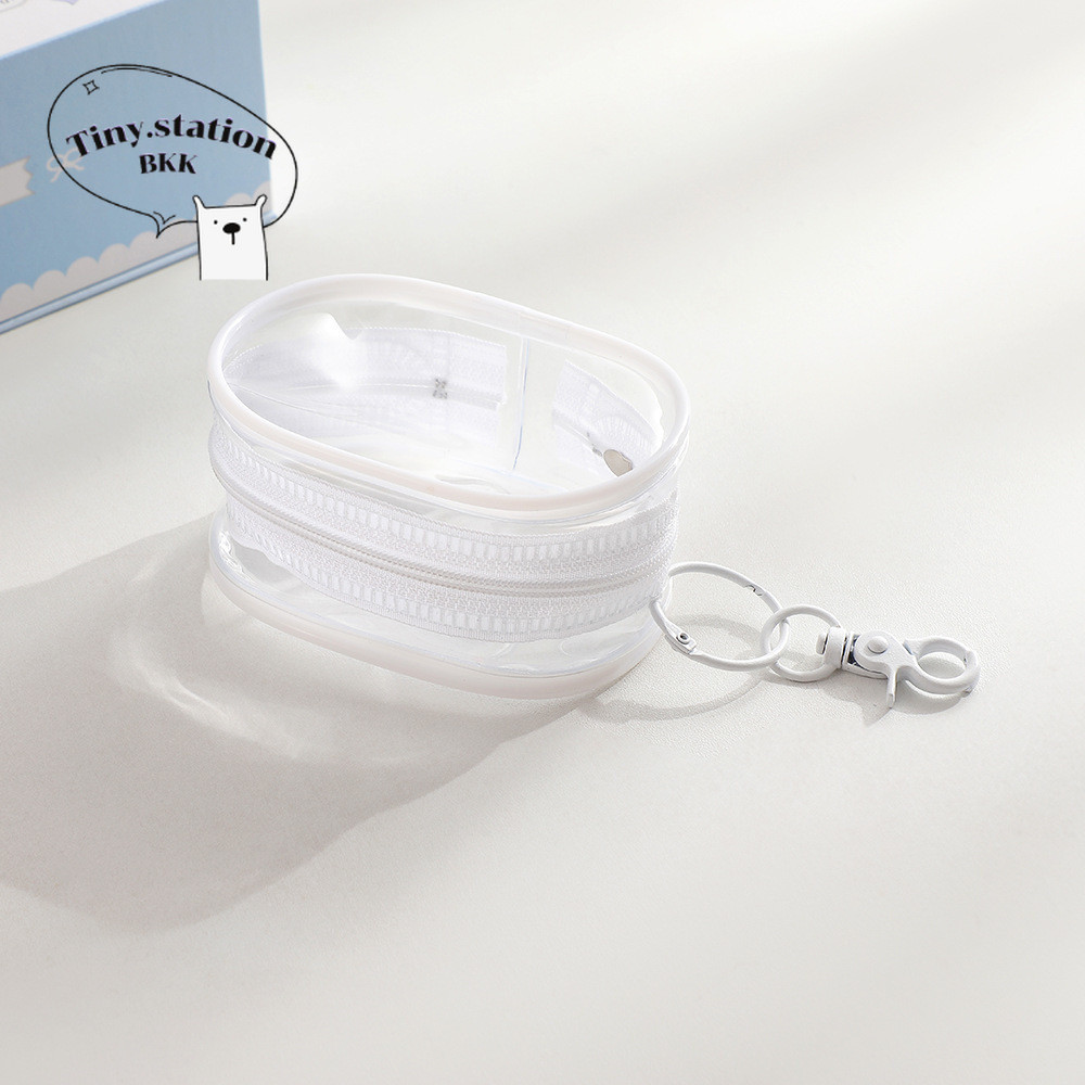กระเป๋าใส่เหรียญ PVC กระเป๋าใส่หูฟังและสายชาร์จ ขนาดพกพา มี 2 สีให้เลือก