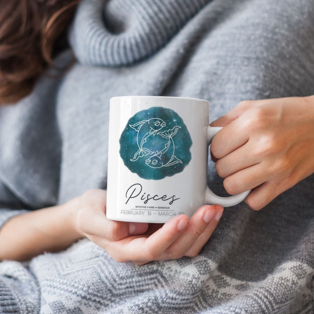 Pisces สีน้ํา Keko Zodiac Picture Cup