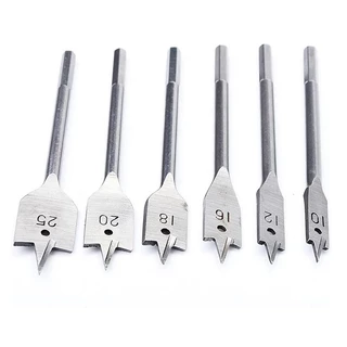 ชุดดอกสว่าน ใบพาย 6 ชิ้น ขนาด 10-25 mm ดอกสวมเร็วแกนหกเหลี่ยม เจาะไม้ พลาสติก WOOD FLAT DRILL SETS