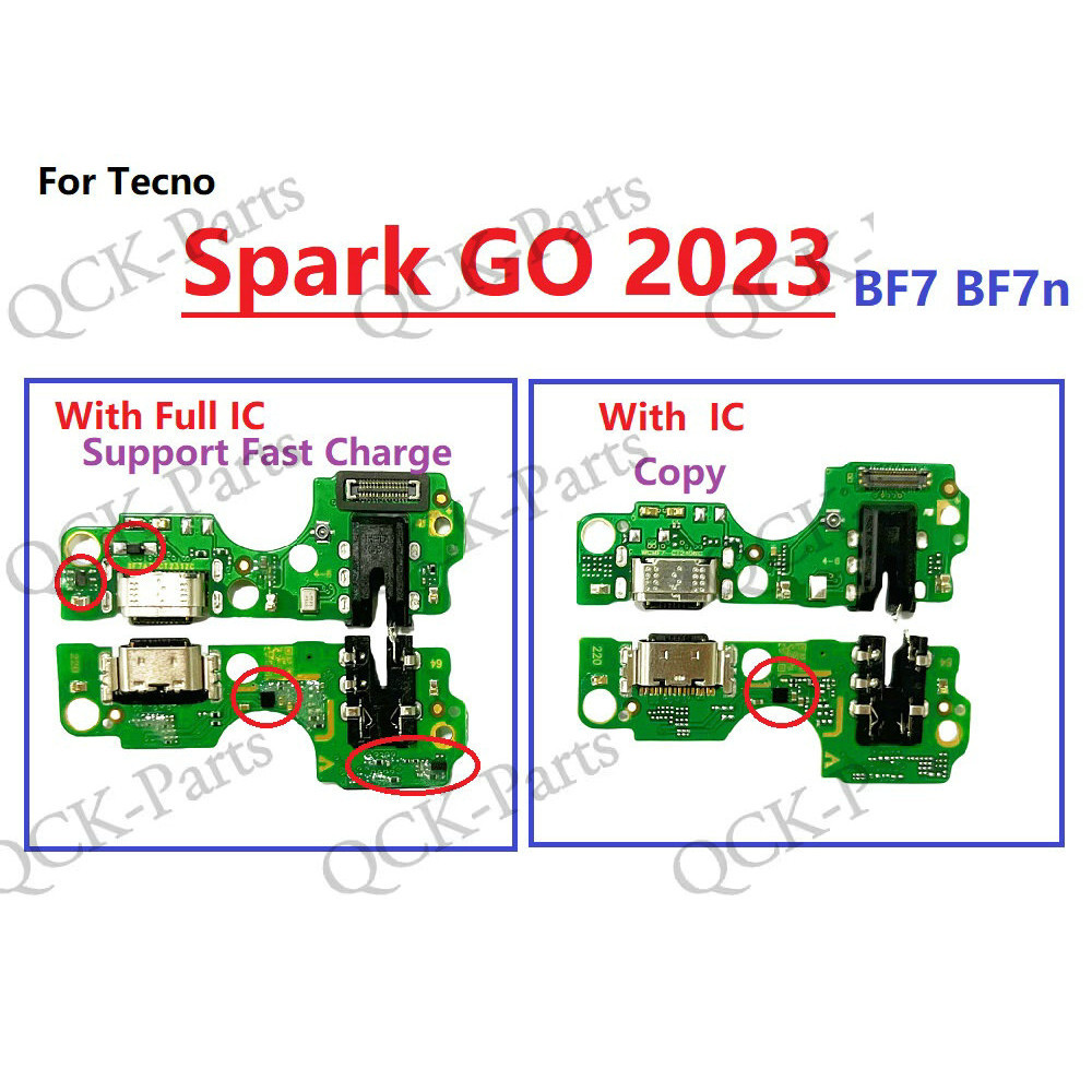 พร้อมเครื่องชาร์จ IC Typec USB ชาร์จพอร์ต Dock Connector Board Flex Cable สําหรับ Tecno Spark GO 2023 BF7 BF7n เปลี่ยนอะไหล่ซ่อม