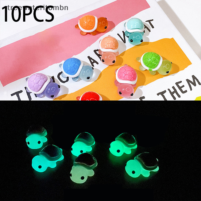 Tt 10PCS DIY เต่าเรืองแสง Miniature รูปปั้นกระถางตกแต่งสวนที่มีสีสัน Luminous Mini เต่า Micro ภูมิทัศน์รูปเครื่องประดับ mbn
