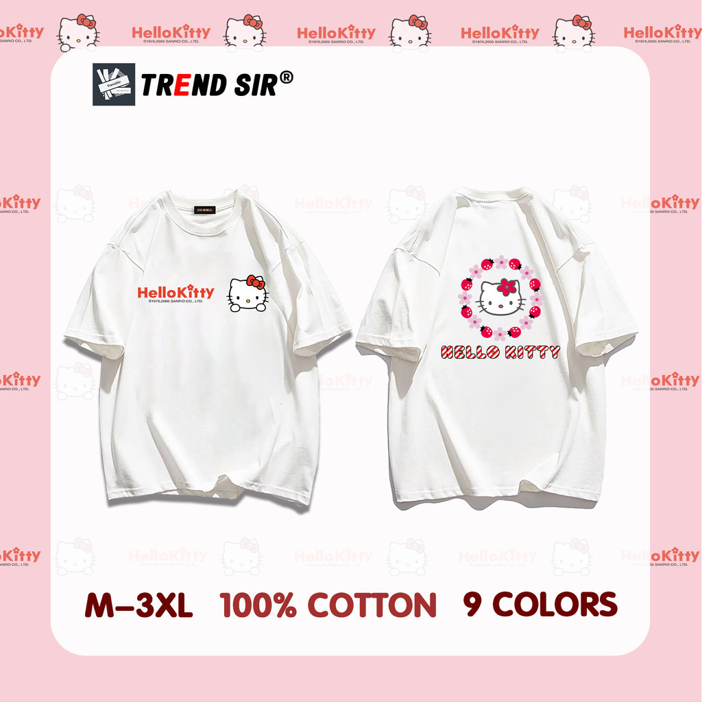TrendSir พร้อมส่ง เสื้อโอเวอร์ไซส์ เสื้อยืดนิ่ม Sanrio Hello Kitty ใส่สบาย 100% Cotton 9สี M-3XL