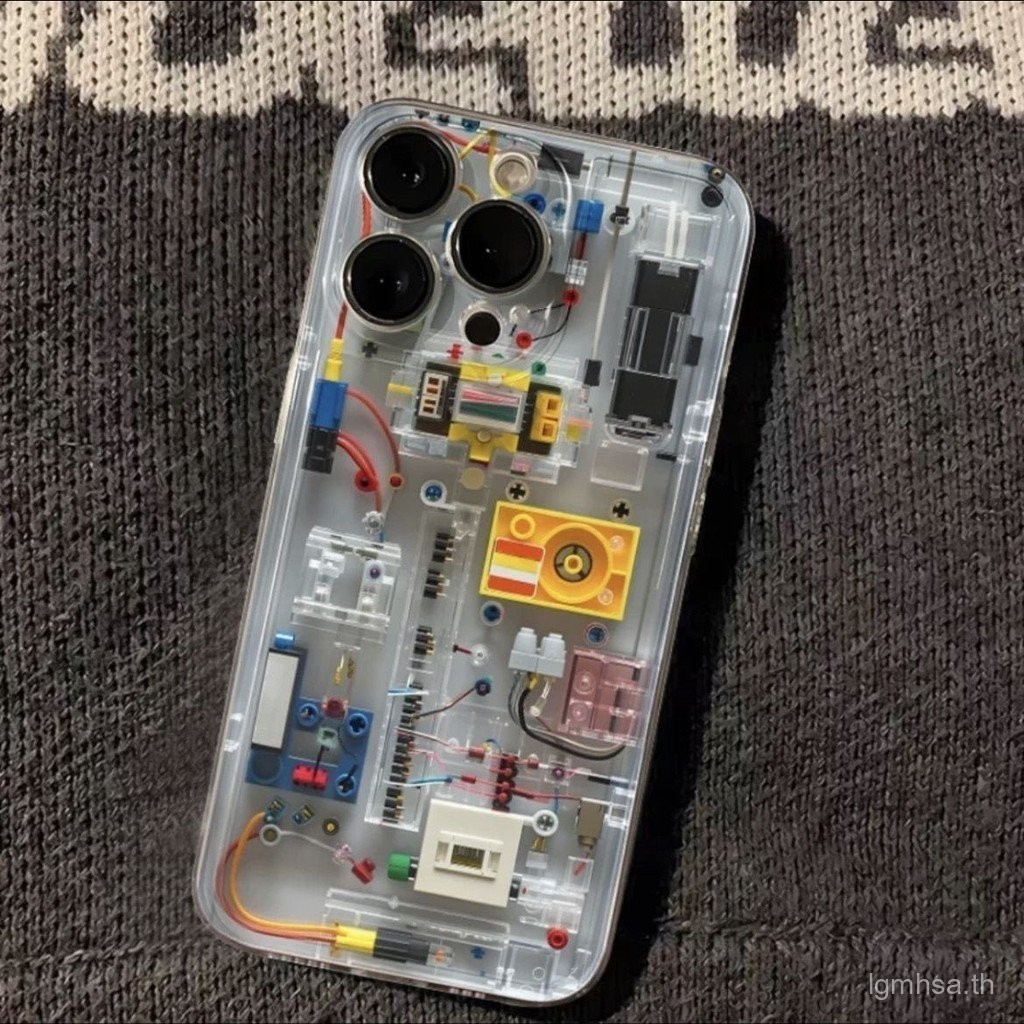 เคส iPhone แบบใสที่มีโครงสร้างทางกลที่มีเอกลักษณ์เฉพาะตัวเข้ากันได้กับ iPhone 15 14 PRO MAX กันฝุ่น14 PLUS XR 7 plus เคสซิลิโคน XS 8 plus XS MAX 12 13 PRO MAX 11กันกระแทก enbd