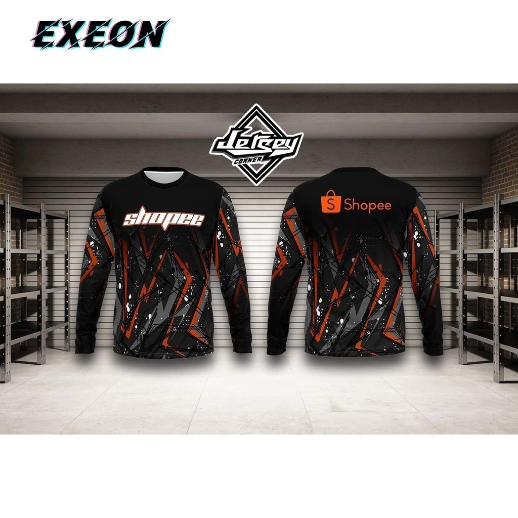 มุมเสื้อเจอร์ซีย์แขนยาว Shopee rider Shopee XPRESS ขี่มอเตอร์ไซค์ขี่มอเตอร์ไซค์ แขนยาวที่ย่อยได้อย่างเต็มที่