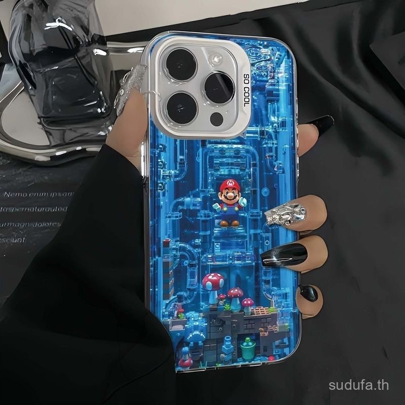 อะนิเมะที่สร้างสรรค์และมีเอกลักษณ์ส่วนตัวท่อน้ำสีฟ้าเคสโทรศัพท์มือถือของมาริโอสำหรับ iPhone 15 13 PRO MAX 12 14 PRO MAX 7 plus XS MAX กันกระแทก8 PLUS XR 11 Pro 12 14 PLUS เคสซิลิโคนกันกระแทก h8ic – โปรปัง