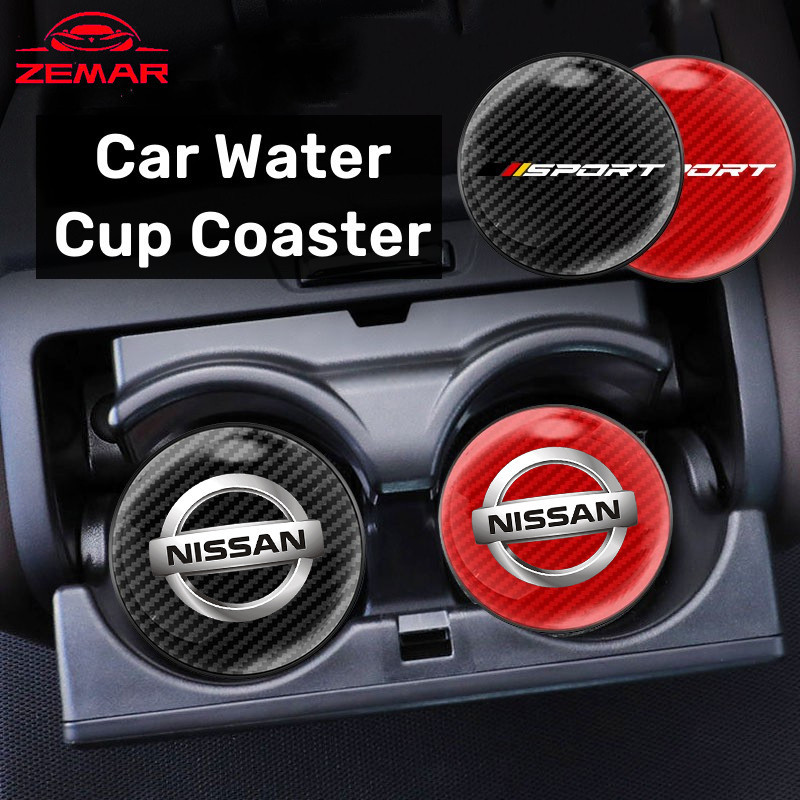 1/2 ชิ้น Nissan แผ่นรองแก้วน้ําในรถยนต์ กันลื่น  แผ่นรองแก้วเครื่องดื่ม สำหรับ for Nissan Kicks Note Almera Terra Navara nismo xtrail March Teana Leaf Juke Sylphy