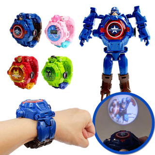 แฟชั่นเด็ก 3D Projection นาฬิกาหุ่นยนต์เปลี่ยนรูป ToyGifts สําหรับเด็ก, เด็กผู้ชาย, Girls3D Projection, Deformation, ElectronicKids Watch Toy