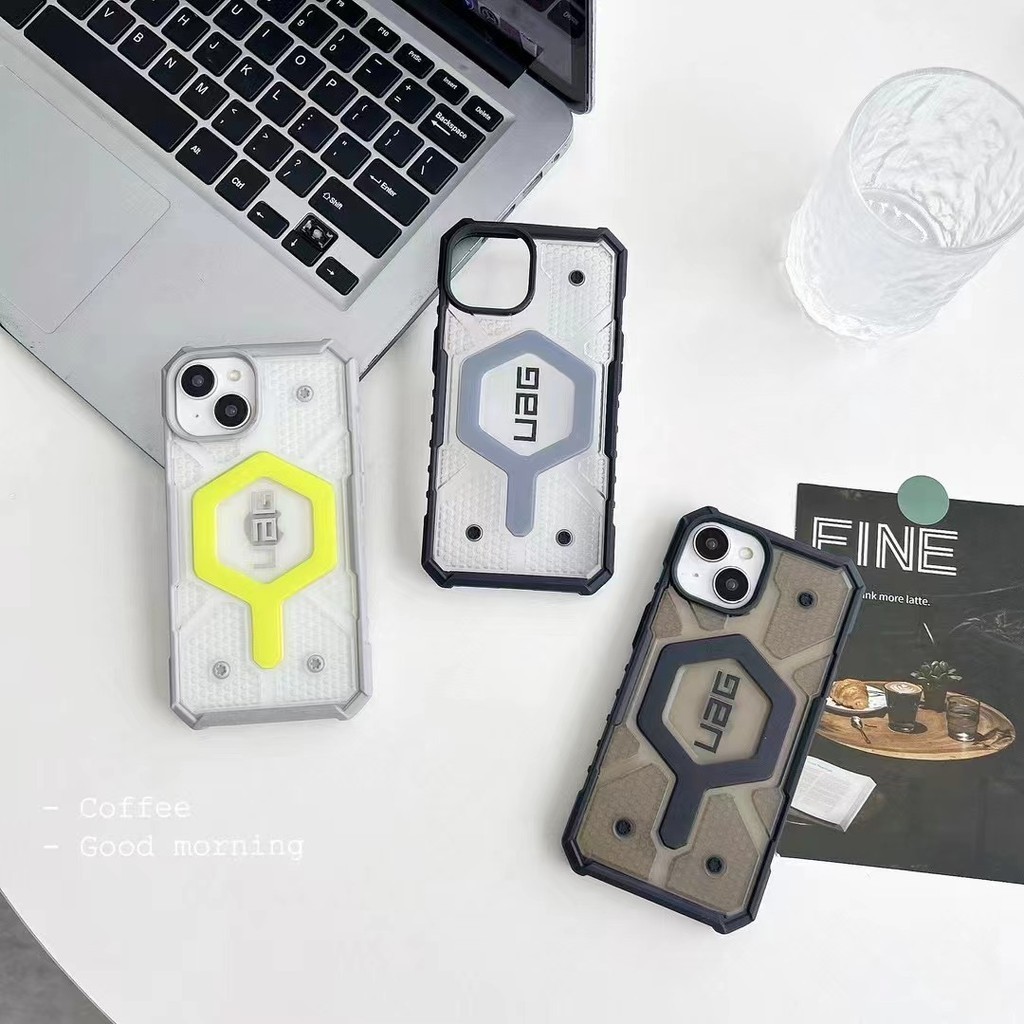 Uag Anti Drop แม่เหล็กโปร่งใสชาร์จเคสโทรศัพท์สําหรับ IPhone 15promax 15 14 Plus 13 12 Pro Max 13pro 12pro 15pro 14pro 15plus 14promax ฝาครอบป้องกันการตก