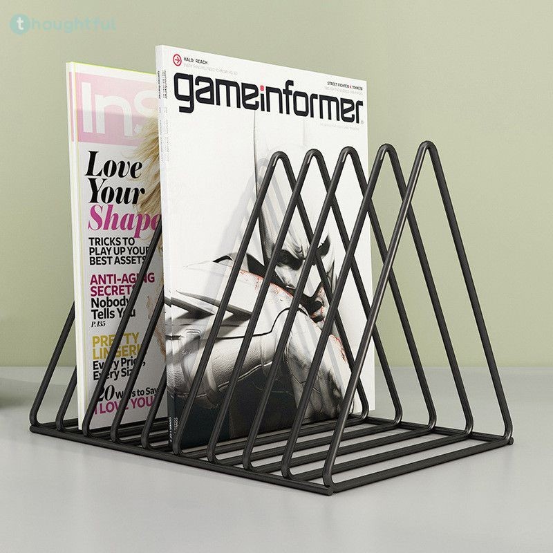 Minimalist น้ำหนักเบาโลหะสามเหลี่ยมหนังสือมัลติฟังก์ชั่โต๊ะบันทึก Home Office Organizer ชั้นวางหนังสือ TH