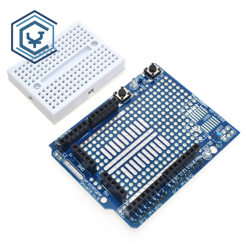 1 ชิ้น/2 ชิ้น UNO Proto Shield ต้นแบบขยายสําหรับ ARDUINO UNO ProtoShield พร้อม SYB-170 มินิขนมปังคณะกรรมการตาม