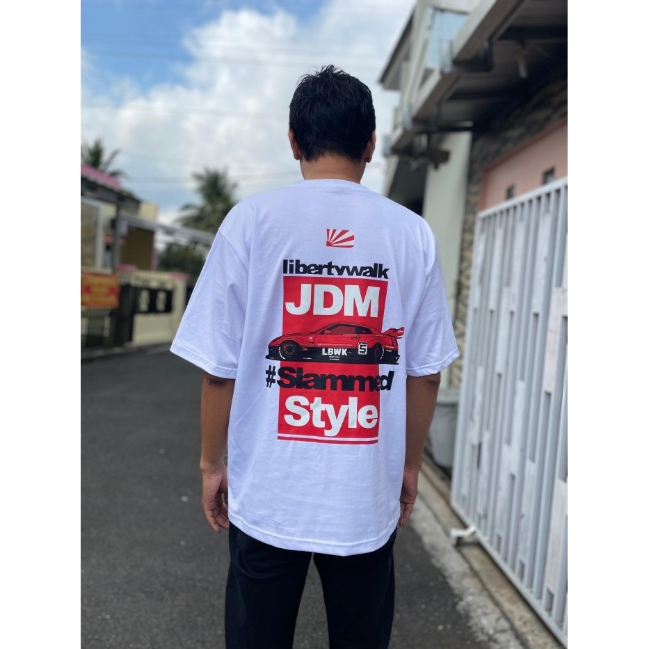 🌷 NEW KARIMAKE Kaos Baju JDM LIBERTY WALK SLAMMED NISSAN SKYLINE R35 - V4 HITAM เสื้อยืดผู้ชาย