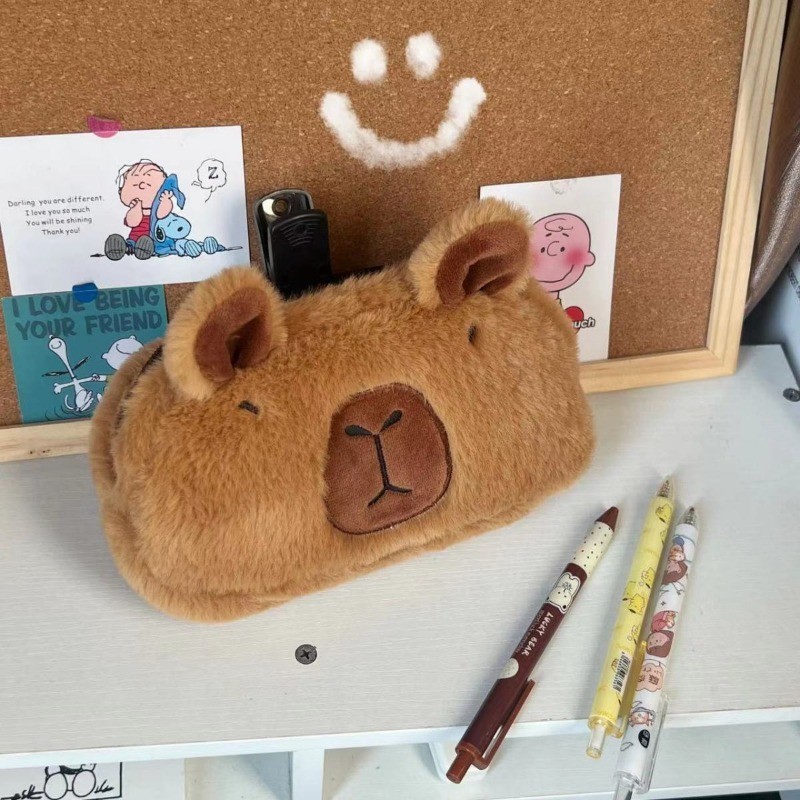 Capybara กระเป๋าดินสอตุ๊กตากล่องเครื่องเขียนกระเป๋าดินสอความจุขนาดใหญ่กระเป๋าเก็บการ์ตูนนักเรียนกล่องดินสอ