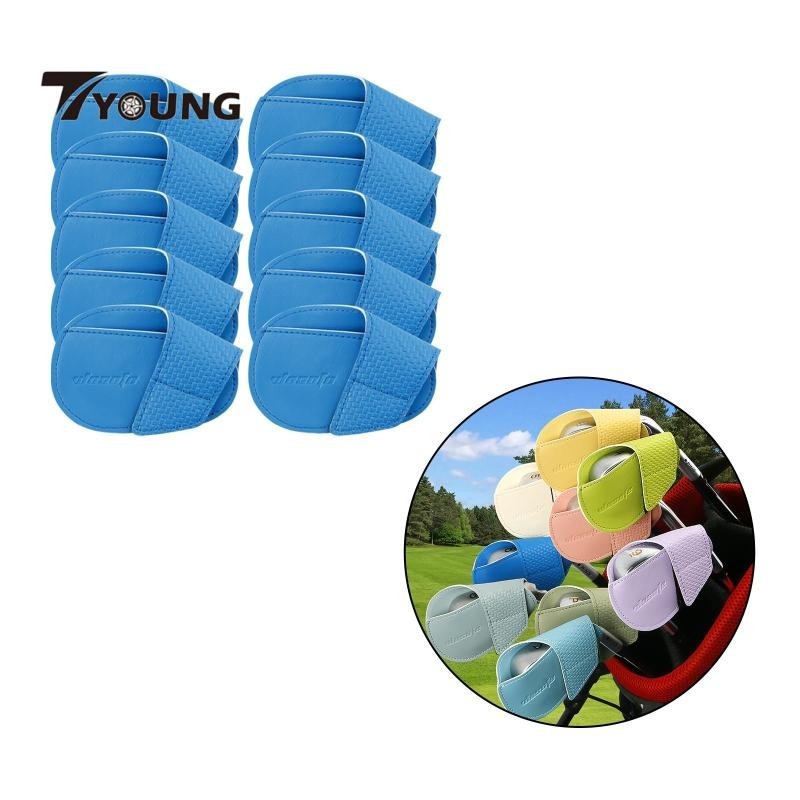 [ 10x Golf Iron Headcover Golf Cover ทนต่อการสึกหรอ PU แบบพกพาน้ําหนักเบา