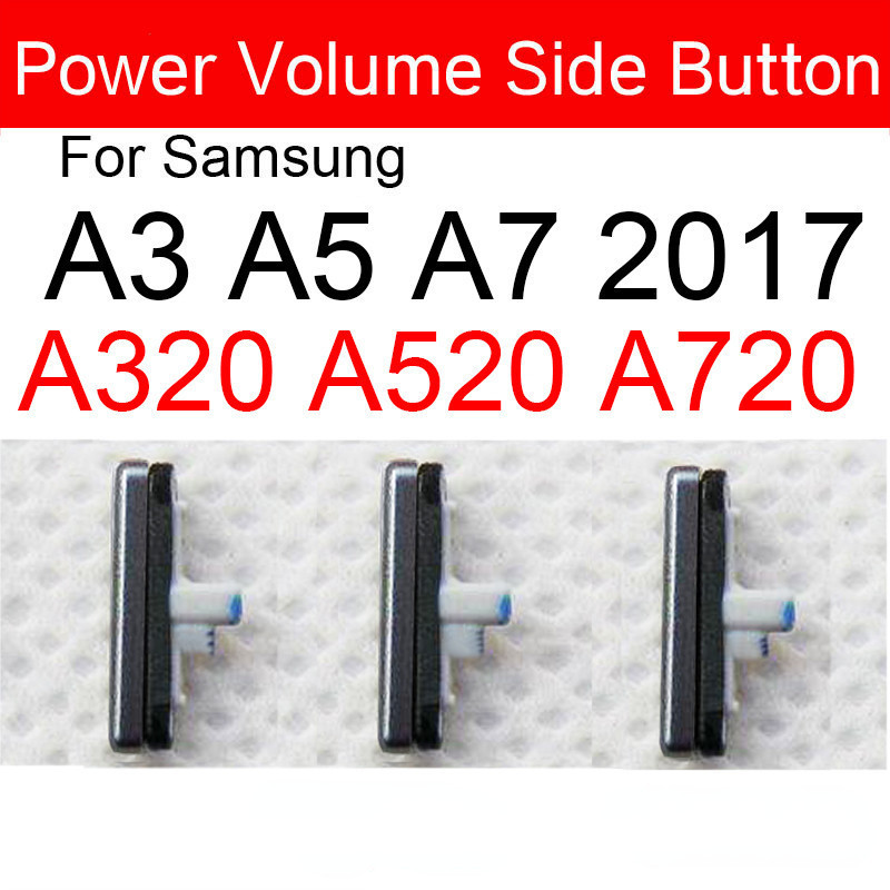 3pcs ปริมาณด้านข้างปุ่มสําหรับ Samsung Galaxy A3 A5 A7 2017 A320 A520 A720 โทรศัพท์กรอบ Volume Power ด้านข้างอะไหล่กุญแจ