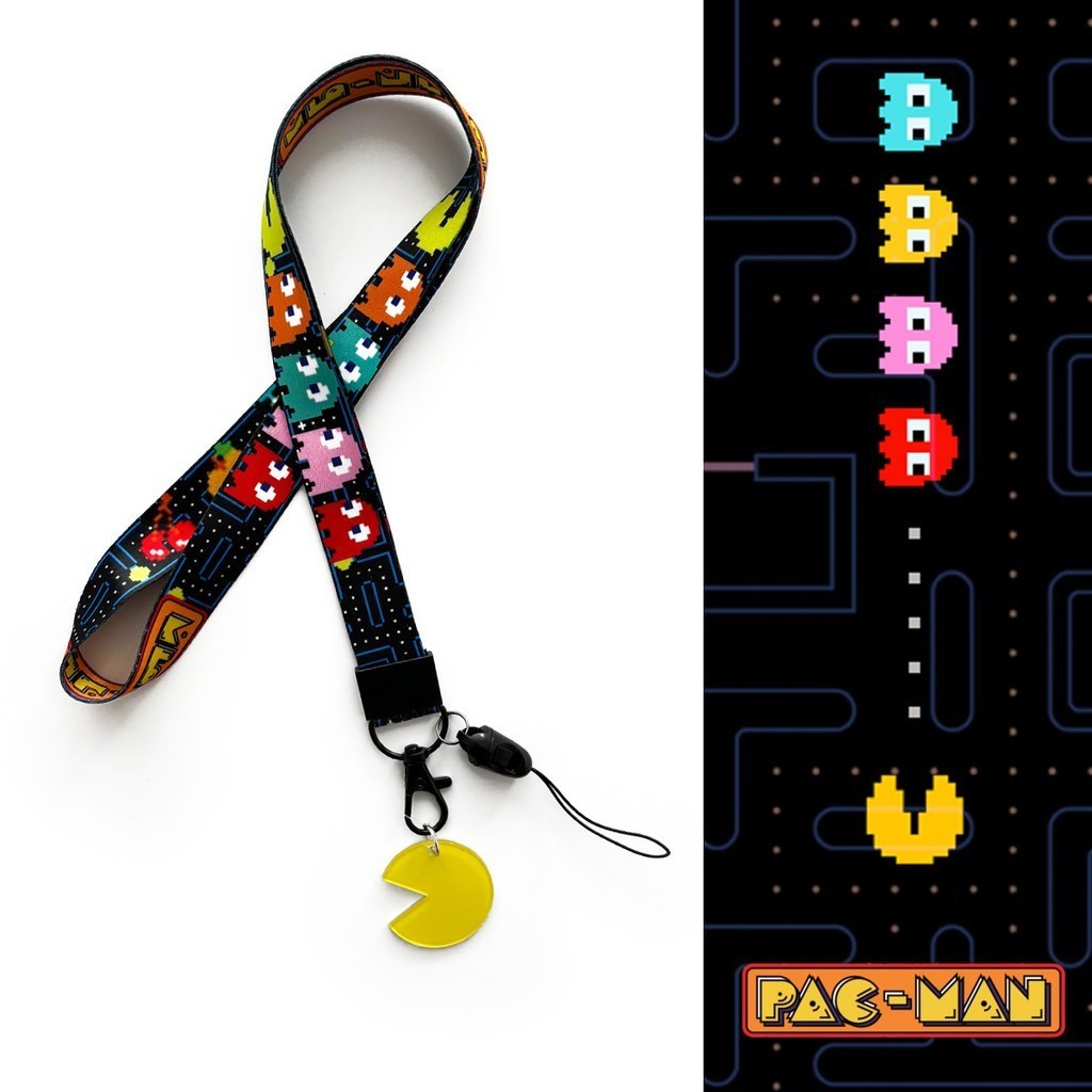 Y&P| สายคล้องคอ Pac-Man วิดีโอเกม ผู้ถือบัตรนักเรียน ป้องกันการสูญเสีย สายคล้องคอโทรศัพท์มือถือ