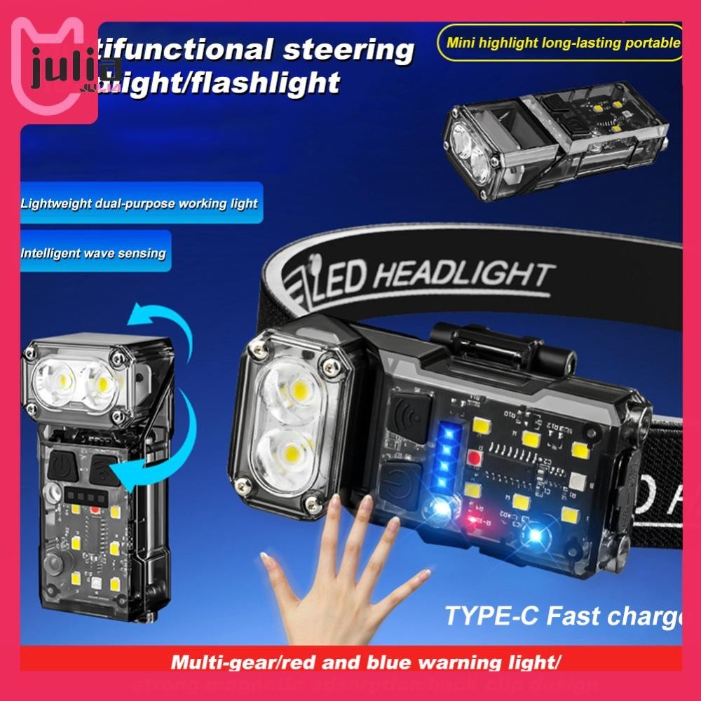 [Julia1.th] ไฟหน้า LED SMD USB ชาร์จไฟทํางาน Motion Sensor ไฟฉายแสดงพลังงาน