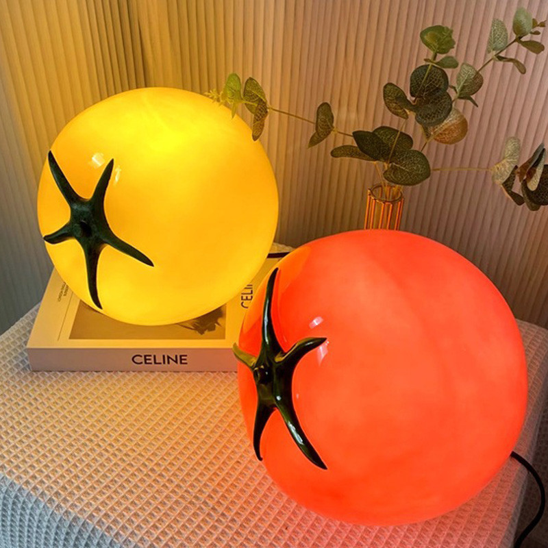 มะเขือเทศกระจกไฟกลางคืน โคมไฟมะเขือเทศ สีแดง led โคมไฟตั้งโต๊ะ ของแต่งห้อง โคมไฟหัวเตียง - รูปที่ 2