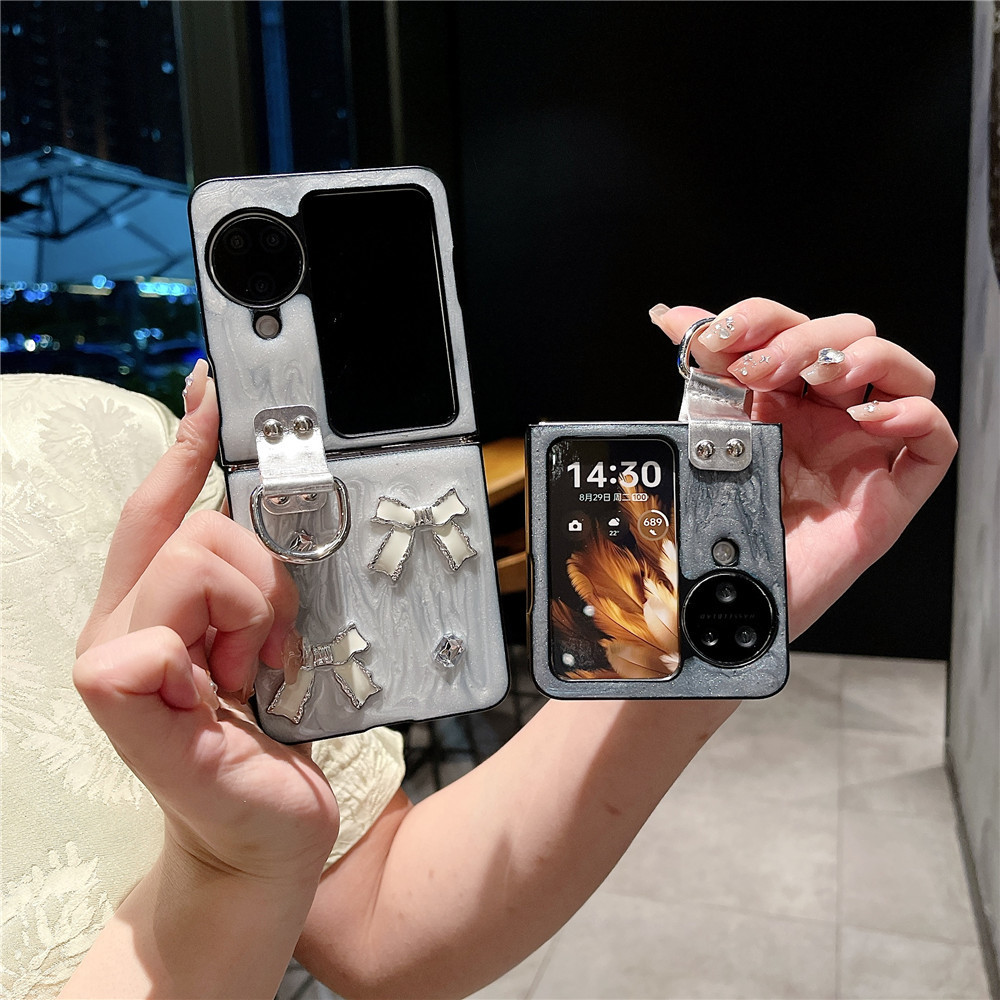 Bow Tie สไตล์ Hard Case สําหรับ OPPO Find N2/N3 Flip Case หยดกาวกระบวนการกันกระแทกโทรศัพท์กลับน่ารักกรณีฝาครอบ