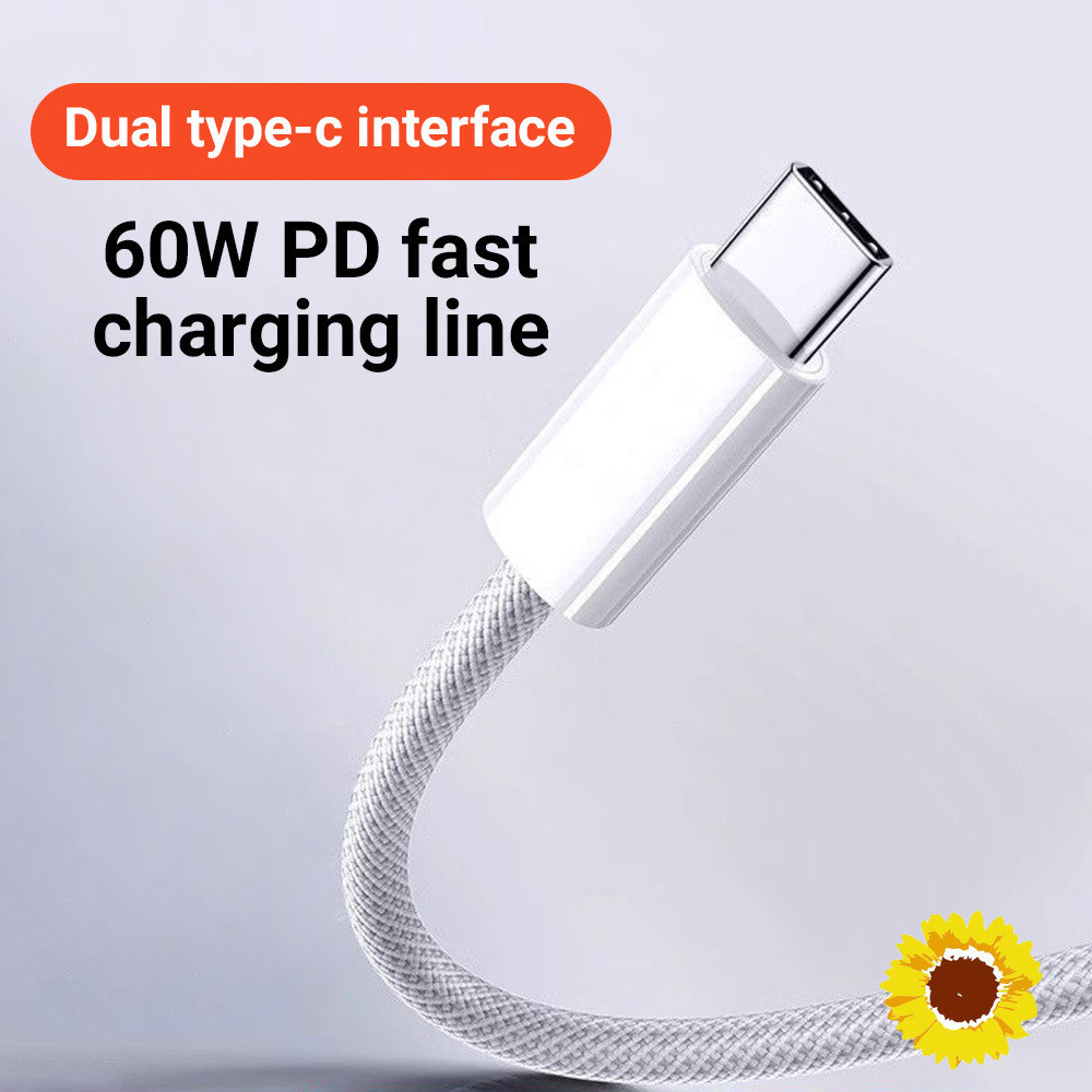 สายเคเบิลข้อมูล TPE PD 60W-100W C ถึง C type-c 3A ชาร์จเร็วหัวคู่เหมาะสำหรับการชาร์จ แอปเปิล 15