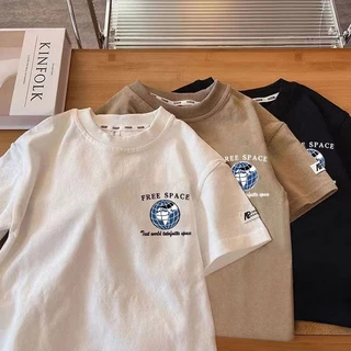 เสื้อยืดคอกลม แขนสั้น ผ้าฝ้าย 100% พิมพ์ลายนักบินอวกาศ แฟชั่นฤดูร้อน สําหรับเด็กผู้ชาย ผู้หญิง (10-37 กก.)