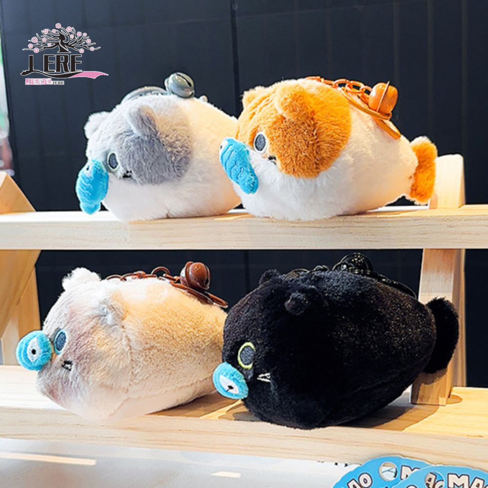 Jeremy1 Eat Fishs Cat Pull-out Toys, ตุ๊กตา Trinket Cat Pull-out ของเล่นพวงกุญแจ, กระเป๋าแขวนกระเป๋านุ่ม Charm ตลก Plush Eat Fishs พวงกุญแจแมวของขวัญเล็กๆ