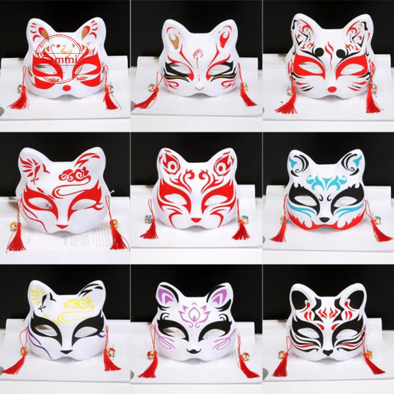 Sammi 1 ชิ้นอะนิเมะ Fox หน้ากากครึ่งหน้าหน้ากากแมว Masquerade เทศกาลปาร์ตี้คอสเพลย์ Props TH