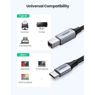 UGREEN รุ่น US370 สายต่อปริ้นเตอร์ USB C to USB Type B 2.0 Printer Cable 3FT Printer Scanner Cord