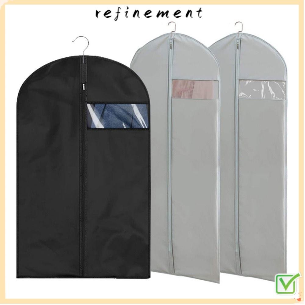 Refinement ถุงคลุมเสื้อผ้า กันฝุ่น กันน้ํา ทนทาน สีดํา สีเทา สําหรับจัดระเบียบตู้เสื้อผ้า เสื้อโค้ท ชุดสูท