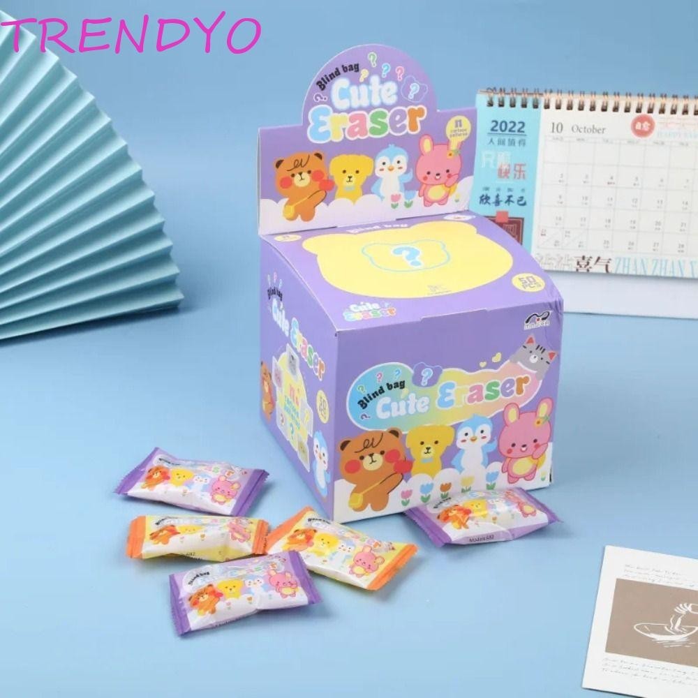 Trendyo 50 ชิ้น/เซ็ตยางลบแซนวิชสัตว์,ร่างศิลปะนุ่มและสะอาดยางลบดินสอการ์ตูน,เครื่องเขียนนักเรียน 50 ชิ้น/เซ็ตยางสีดําสีขาวของเล่นเด็ก