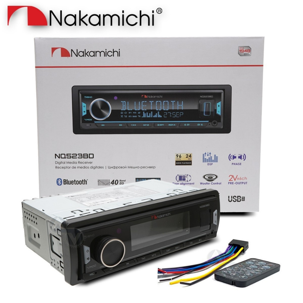 ลำโพง วิทยุติดรถยนต์ 1DIN Q523BD มีบลูทูธ (แบบไม่ต้องใช้แผ่น) DSP ในตัว รองรับ FLAC/USB/AUX/FM/EQ10B
