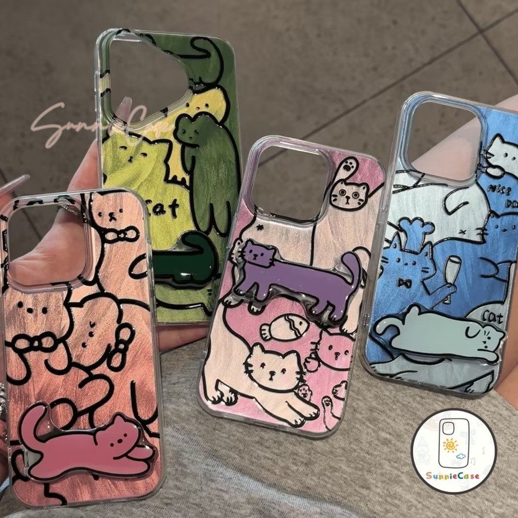 สุนัขแมวน่ารัก การ์ตูนดูเดิลตลก ๆ เคสไอโฟนIPhone 13 11 12 15 14 Pro Max 15 14 7 8 Plus 7Plus XR X XS MAX SE 2020