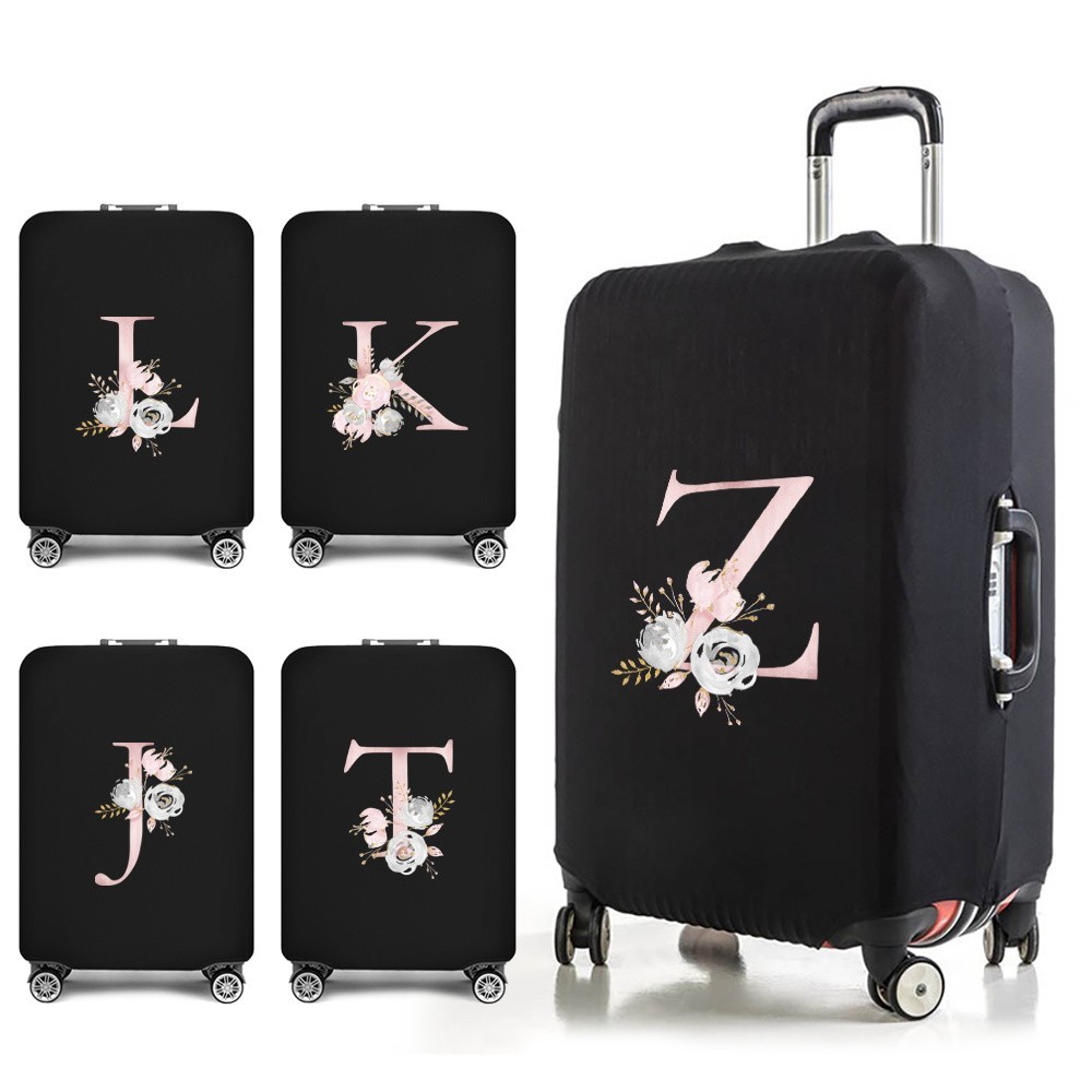 Luggage Cover พร้อมส่ง สำหรับขนาด 18/22/24/26/32 นิ้ว กันฝุ่น กันรอย ผ้าคลุมกระเป๋าเดินทางผ้ายืด Pink flower ในสต็อก
