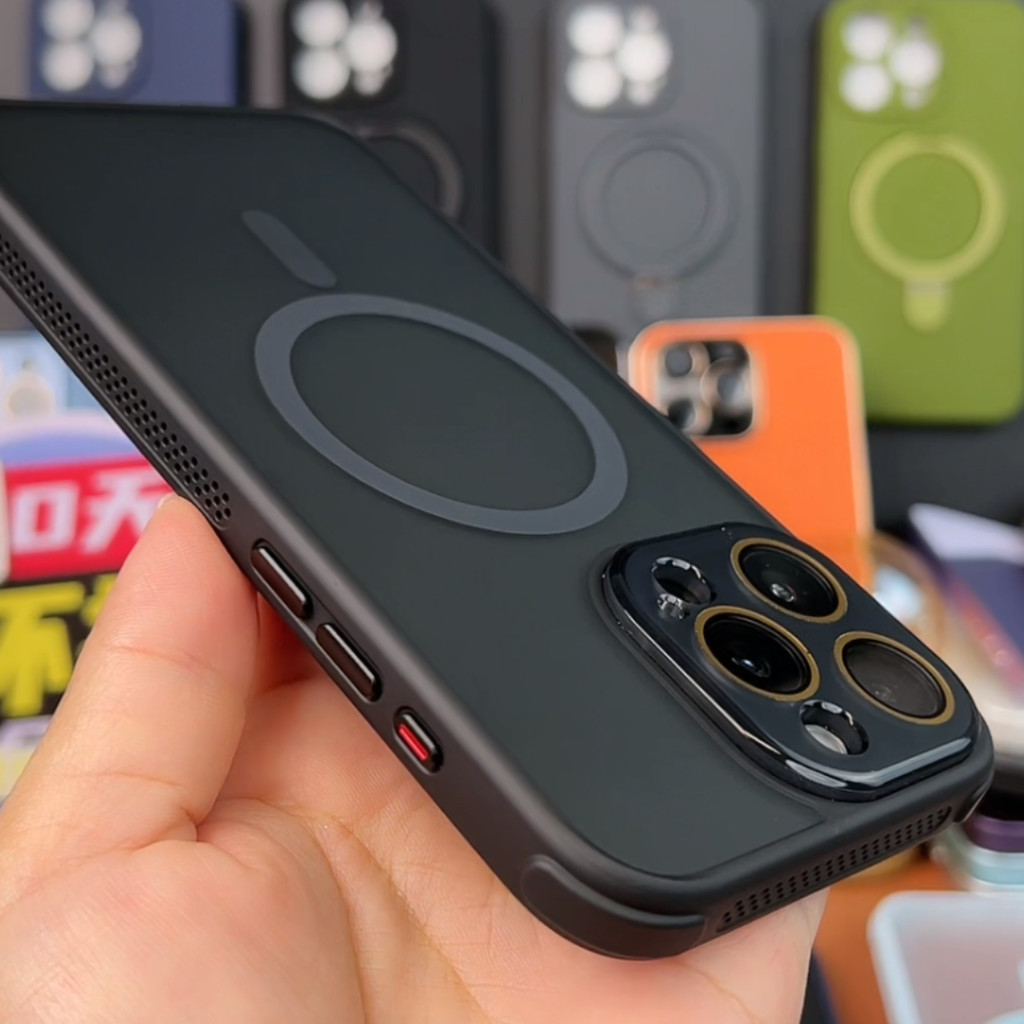 3d เลนส์ป้องกัน Matte Magnetic การกระจายความร้อนเคสโทรศัพท์สําหรับ iPhone 16 Promax 16 15 14 13 12 Pro Max 16 Plus ปลอกกันกระแทกและ anti drop case