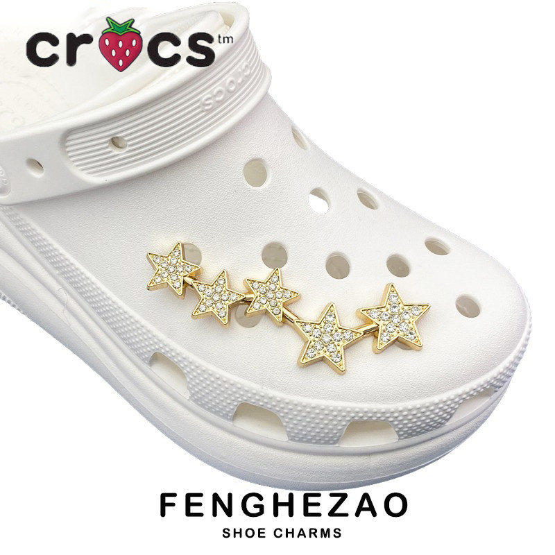Jibbitz Crocs Hole รองเท้าอุปกรณ์เสริม Crocs อุปกรณ์เสริมรองเท้าดอกไม้ตกแต่งหัวเข็มขัด DIY โลหะขนาดใหญ่ Star รองเท้าหัวเข็มขัด Crocs Charms
