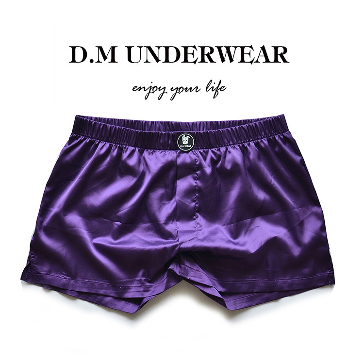 Dm ผู้ชายซาติน Silky Low Rise Boxers สีทึบ Arro Pants กางเกงบ้าน