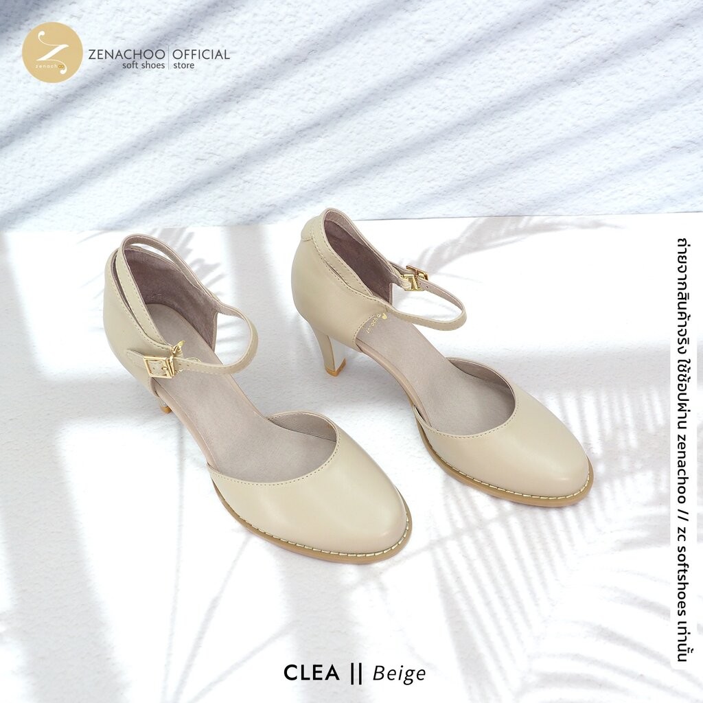 ทรงปกติ:เปลี่ยนไซส์ได้-ไม่รับคืน Zenachoo รุ่น Clea สูง 2.5 นิ้ว รองเท้าหนังแกะแท้ หนังนิ่ม พื้นนุ่ม